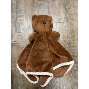Brown Teddy Bear Plush Lovey Security Blanket Soft Velvety Infant Snuggler 14x14